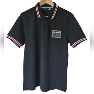 Moschino Polo T-shirt short sleeves brand logo two button closure collar black M